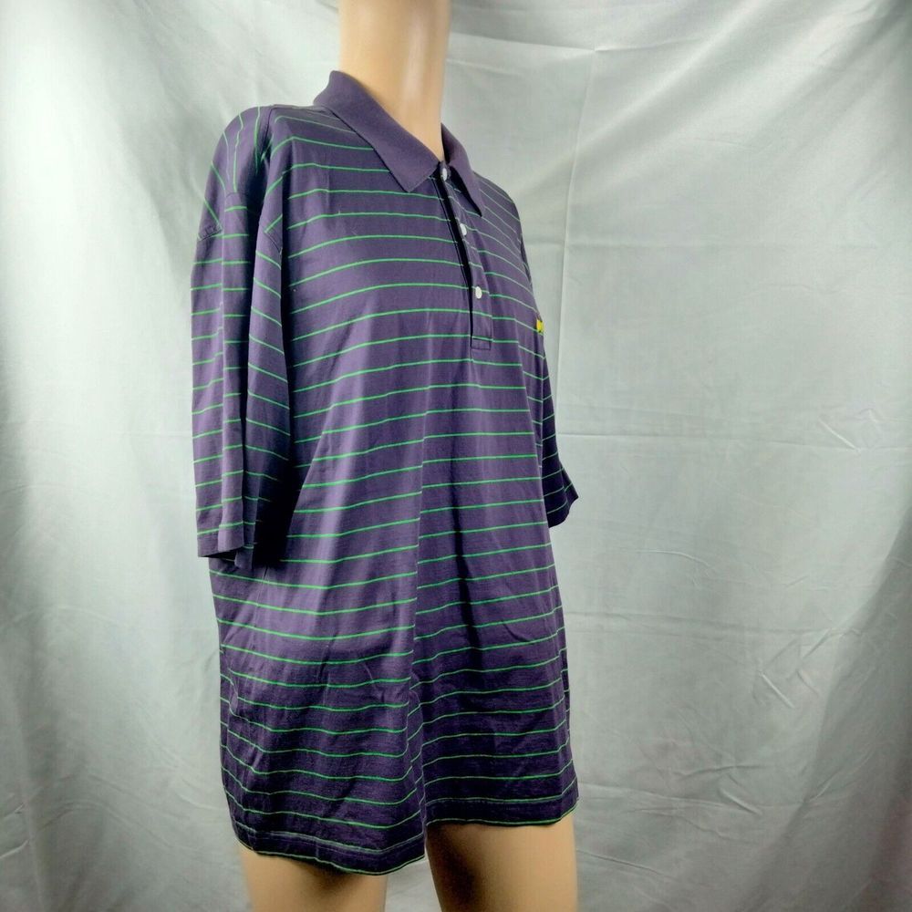 Masters Polo Shirt Mens XL Purple Amen Corner Stripe Golf Golfing Collection - Picture 4 of 6